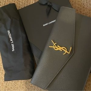 YSL Envelope embossed leather